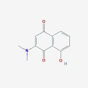 molecular formula C12H11NO3 B11887633 2-(Dimethylamino)-8-hydroxynaphthalene-1,4-dione CAS No. 41067-05-4