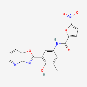 molecular formula C18H12N4O6 B1188766 N-(4-hydroxy-3-methyl-5-[1,3]oxazolo[4,5-b]pyridin-2-ylphenyl)-5-nitro-2-furamide 