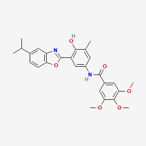 molecular formula C27H28N2O6 B1188768 N-[4-hydroxy-3-(5-isopropyl-1,3-benzoxazol-2-yl)-5-methylphenyl]-3,4,5-trimethoxybenzamide 