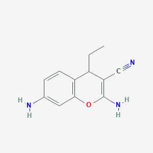 molecular formula C12H13N3O B11887703 2,7-Diamino-4-ethyl-4H-chromene-3-carbonitrile 