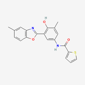 molecular formula C20H16N2O3S B1188774 N-[4-hydroxy-3-methyl-5-(5-methyl-1,3-benzoxazol-2-yl)phenyl]thiophene-2-carboxamide 