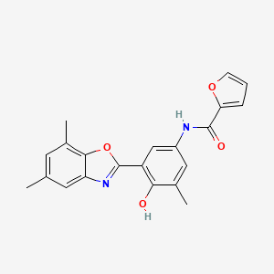 molecular formula C21H18N2O4 B1188790 N-[3-(5,7-dimethyl-1,3-benzoxazol-2-yl)-4-hydroxy-5-methylphenyl]-2-furamide 