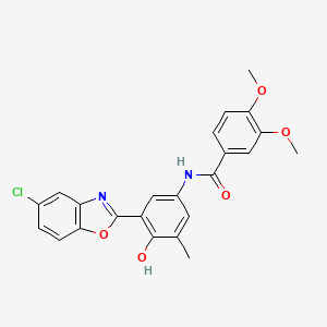 molecular formula C23H19ClN2O5 B1188792 N-[3-(5-chloro-1,3-benzoxazol-2-yl)-4-hydroxy-5-methylphenyl]-3,4-dimethoxybenzamide 