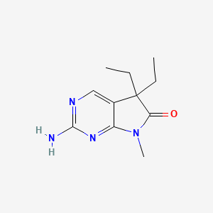 molecular formula C11H16N4O B11887920 2-amino-5,5-diethyl-7-methyl-5H-pyrrolo[2,3-d]pyrimidin-6(7H)-one CAS No. 1184916-15-1