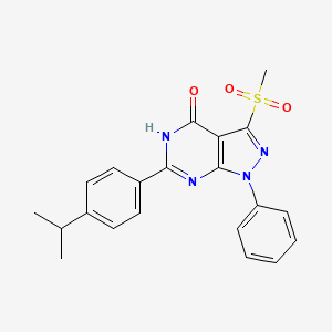 molecular formula C21H20N4O3S B1188798 6-(4-isopropylphenyl)-3-(methylsulfonyl)-1-phenyl-1,5-dihydro-4H-pyrazolo[3,4-d]pyrimidin-4-one 