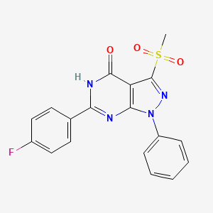 molecular formula C18H13FN4O3S B1188800 6-(4-fluorophenyl)-3-(methylsulfonyl)-1-phenyl-1,5-dihydro-4H-pyrazolo[3,4-d]pyrimidin-4-one 