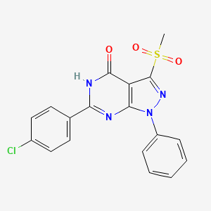 molecular formula C18H13ClN4O3S B1188801 6-(4-chlorophenyl)-3-(methylsulfonyl)-1-phenyl-1,5-dihydro-4H-pyrazolo[3,4-d]pyrimidin-4-one 