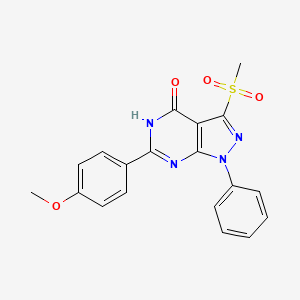 molecular formula C19H16N4O4S B1188802 6-(4-Methoxyphenyl)-3-(methylsulfonyl)-1-phenyl-1,5-dihydro-4H-pyrazolo[3,4-d]pyrimidine-4-one 