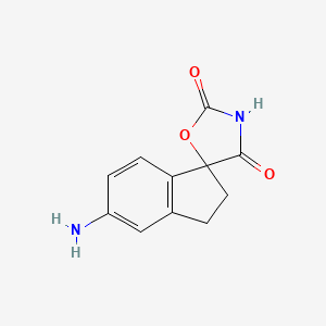 molecular formula C11H10N2O3 B11888025 5-Amino-2,3-dihydrospiro[indene-1,5'-oxazolidine]-2',4'-dione 