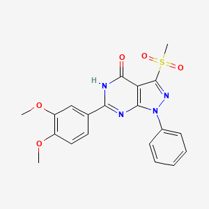 molecular formula C20H18N4O5S B1188803 6-(3,4-dimethoxyphenyl)-3-(methylsulfonyl)-1-phenyl-1,5-dihydro-4H-pyrazolo[3,4-d]pyrimidin-4-one 