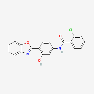 molecular formula C20H13ClN2O3 B1188804 N-[4-(1,3-benzoxazol-2-yl)-3-hydroxyphenyl]-2-chlorobenzamide 