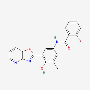 molecular formula C20H14FN3O3 B1188808 2-fluoro-N-(4-hydroxy-3-methyl-5-[1,3]oxazolo[4,5-b]pyridin-2-ylphenyl)benzamide 