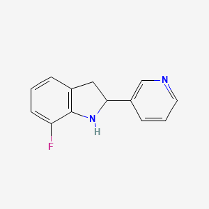 molecular formula C13H11FN2 B11888228 7-Fluoro-2-(pyridin-3-yl)indoline 