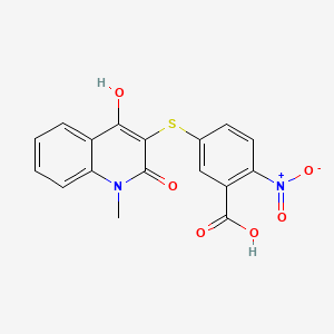 molecular formula C17H12N2O6S B1188831 5-(1,2-Dihydro-4-hydroxy-1-methyl-2-oxoquinoline-3-ylthio)-2-nitro-benzoic acid 