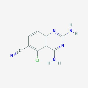 molecular formula C9H6ClN5 B11888341 2,4-Diamino-5-chloroquinazoline-6-carbonitrile CAS No. 18917-75-4