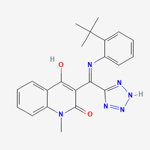 molecular formula C22H22N6O2 B1188839 3-[[(2-tert-butylphenyl)imino](1H-tetraazol-5-yl)methyl]-4-hydroxy-1-methyl-2(1H)-quinolinone 