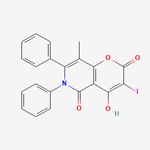 molecular formula C21H14INO4 B1188841 4-hydroxy-3-iodo-8-methyl-6,7-diphenyl-2H-pyrano[3,2-c]pyridine-2,5(6H)-dione 