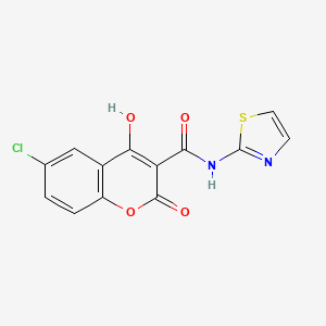 6-chloro-4-hydroxy-2-oxo-N-1,3-thiazol-2-yl-2H-chromene-3-carboxamide