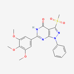 molecular formula C21H20N4O6S B1188862 3-(methylsulfonyl)-1-phenyl-6-(3,4,5-trimethoxyphenyl)-1,5-dihydro-4H-pyrazolo[3,4-d]pyrimidin-4-one 