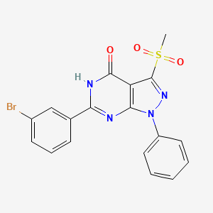 molecular formula C18H13BrN4O3S B1188863 6-(3-Bromophenyl)-3-(methylsulfonyl)-1-phenyl-1,5-dihydro-4H-pyrazolo[3,4-d]pyrimidine-4-one 