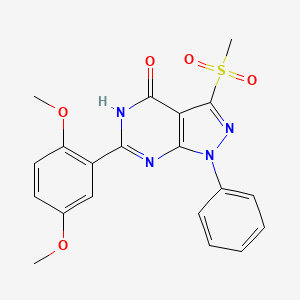 molecular formula C20H18N4O5S B1188867 6-(2,5-dimethoxyphenyl)-3-(methylsulfonyl)-1-phenyl-1,5-dihydro-4H-pyrazolo[3,4-d]pyrimidin-4-one 