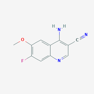 molecular formula C11H8FN3O B11888695 4-Amino-7-fluoro-6-methoxyquinoline-3-carbonitrile 