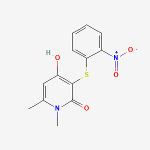 molecular formula C13H12N2O4S B1188882 1-Methyl-3-(2-nitrophenylthio)-4-hydroxy-6-methylpyridine-2(1H)-one 