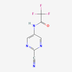 molecular formula C7H3F3N4O B11888905 2-Cyano-5-(trifluoroacetylamino)pyrimidine 