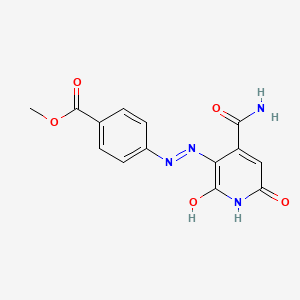 molecular formula C14H12N4O5 B1188899 Methyl 4-{[4-(aminocarbonyl)-2,6-dihydroxy-3-pyridinyl]diazenyl}benzoate 