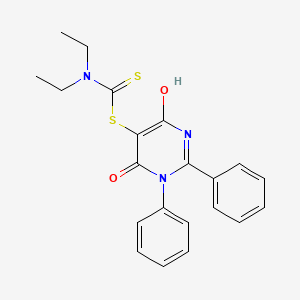 molecular formula C21H21N3O2S2 B1188907 4-Hydroxy-6-oxo-1,2-diphenyl-1,6-dihydropyrimidin-5-yl diethyldithiocarbamate 