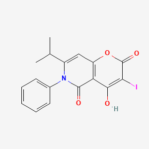 molecular formula C17H14INO4 B1188917 4-hydroxy-3-iodo-7-isopropyl-6-phenyl-2H-pyrano[3,2-c]pyridine-2,5(6H)-dione 