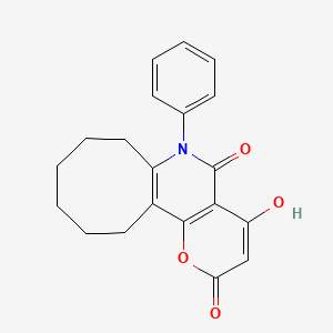 molecular formula C20H19NO4 B1188926 4-hydroxy-6-phenyl-7,8,9,10,11,12-hexahydro-2H-cycloocta[b]pyrano[2,3-d]pyridine-2,5(6H)-dione 