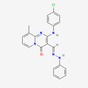 molecular formula C22H18ClN5O B1188930 2-(4-chloroanilino)-9-methyl-4-oxo-4H-pyrido[1,2-a]pyrimidine-3-carbaldehyde phenylhydrazone 
