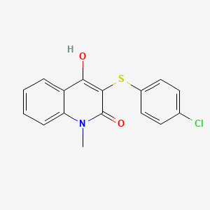 molecular formula C16H12ClNO2S B1188940 3-[(4-chlorophenyl)sulfanyl]-4-hydroxy-1-methyl-2(1H)-quinolinone 