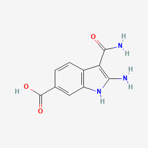 molecular formula C10H9N3O3 B11889416 2-Amino-3-carbamoyl-1H-indole-6-carboxylic acid CAS No. 1246966-81-3