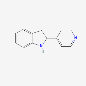 molecular formula C14H14N2 B11889555 7-Methyl-2-(pyridin-4-yl)indoline 