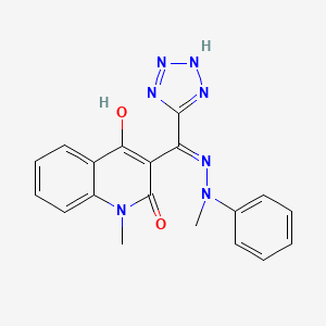 molecular formula C19H17N7O2 B1188961 4-hydroxy-1-methyl-3-[methyl(1H-tetraazol-5-yl)benzohydrazonoyl]-2(1H)-quinolinone 