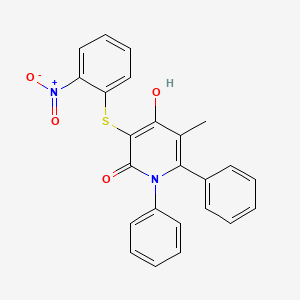 molecular formula C24H18N2O4S B1188963 4-hydroxy-3-({2-nitrophenyl}sulfanyl)-5-methyl-1,6-diphenyl-2(1H)-pyridinone 