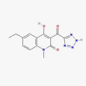 molecular formula C14H13N5O3 B1188969 6-ethyl-4-hydroxy-1-methyl-3-(1H-tetraazol-5-ylcarbonyl)-2(1H)-quinolinone 