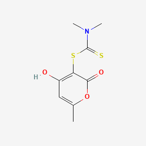 molecular formula C9H11NO3S2 B1188980 4-hydroxy-6-methyl-2-oxo-2H-pyran-3-yl dimethyldithiocarbamate 