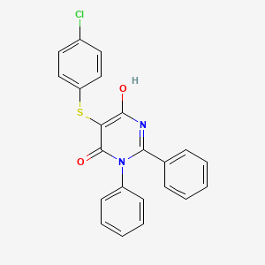 molecular formula C22H15ClN2O2S B1188989 5-[(4-chlorophenyl)sulfanyl]-6-hydroxy-2,3-diphenyl-4(3H)-pyrimidinone 