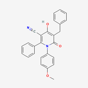 molecular formula C26H20N2O3 B1188999 5-Benzyl-4-hydroxy-1-(4-methoxyphenyl)-6-oxo-2-phenyl-1,6-dihydro-3-pyridinecarbonitrile 