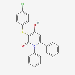 molecular formula C23H16ClNO2S B1189002 3-[(4-chlorophenyl)sulfanyl]-4-hydroxy-1,6-diphenyl-2(1H)-pyridinone 