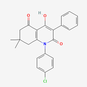 molecular formula C23H20ClNO3 B1189015 1-(4-chlorophenyl)-4-hydroxy-7,7-dimethyl-3-phenyl-7,8-dihydro-2,5(1H,6H)-quinolinedione 