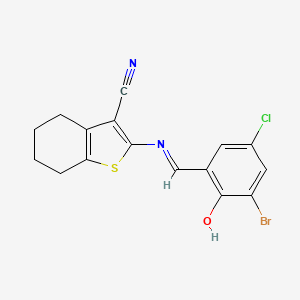 2-[(3-Bromo-5-chloro-2-hydroxybenzylidene)amino]-4,5,6,7-tetrahydro-1-benzothiophene-3-carbonitrile