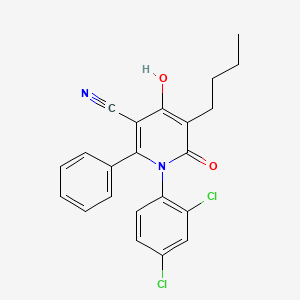 molecular formula C22H18Cl2N2O2 B1189028 5-Butyl-1-(2,4-dichlorophenyl)-4-hydroxy-6-oxo-2-phenyl-1,6-dihydro-3-pyridinecarbonitrile 