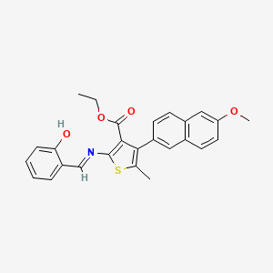 molecular formula C26H23NO4S B1189035 Ethyl 2-[(2-hydroxybenzylidene)amino]-4-(6-methoxy-2-naphthyl)-5-methyl-3-thiophenecarboxylate 