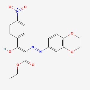 molecular formula C19H17N3O7 B1189039 Ethyl 2-(2,3-dihydro-1,4-benzodioxin-6-ylhydrazono)-3-{4-nitrophenyl}-3-oxopropanoate 