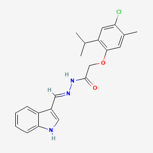 molecular formula C21H22ClN3O2 B1189052 2-(4-chloro-2-isopropyl-5-methylphenoxy)-N'-(1H-indol-3-ylmethylene)acetohydrazide 