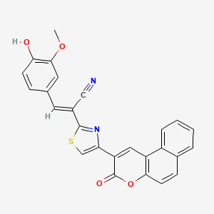 molecular formula C26H16N2O4S B1189058 3-(4-hydroxy-3-methoxyphenyl)-2-[4-(3-oxo-3H-benzo[f]chromen-2-yl)-1,3-thiazol-2-yl]acrylonitrile 